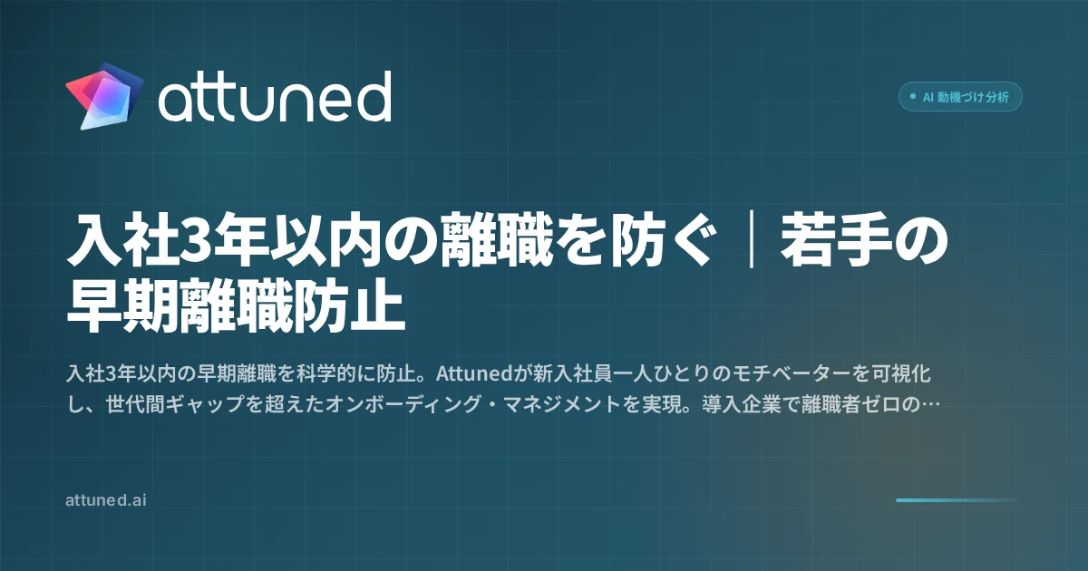 入社3年以内の離職を防ぐ｜若手の早期離職防止｜Attuned